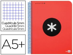 Cuaderno espiral Liderpapel Antartik A-5 tapa dura 80h 100g c/5mm. color rojo